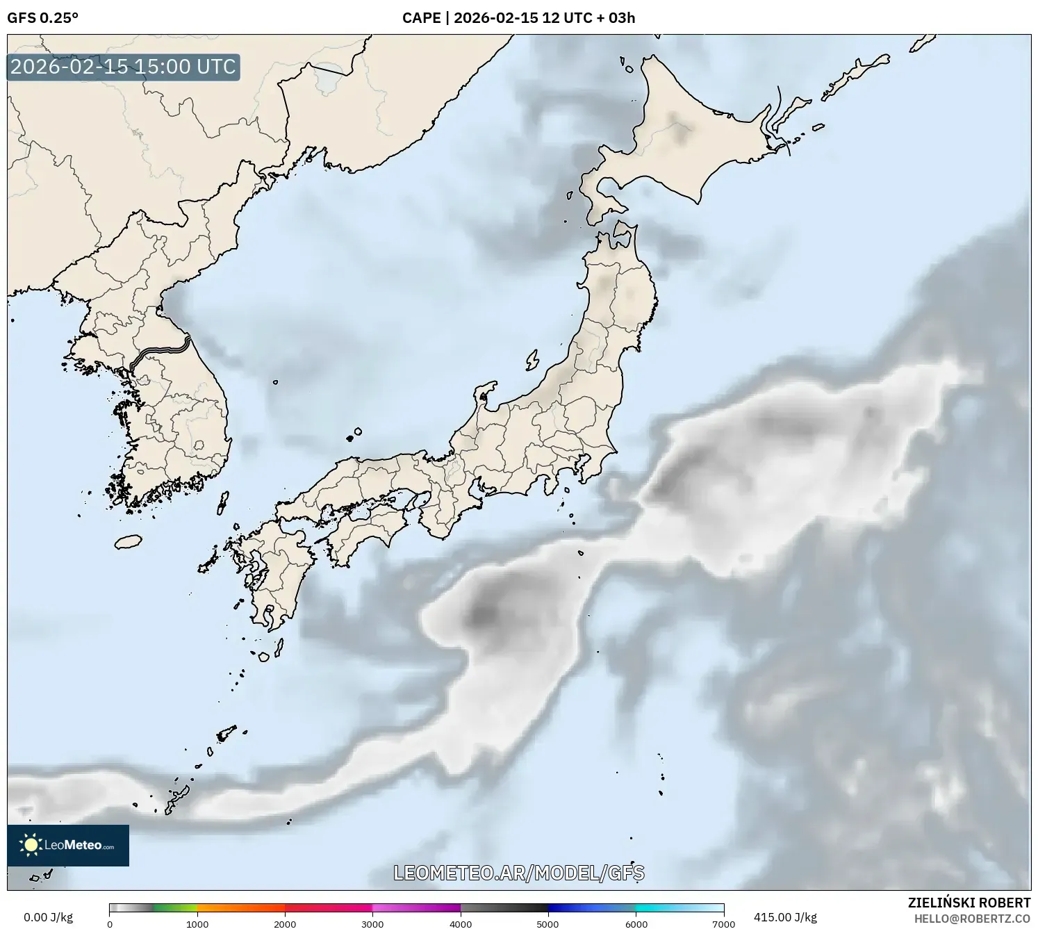 GFS model - Japón, CAPE