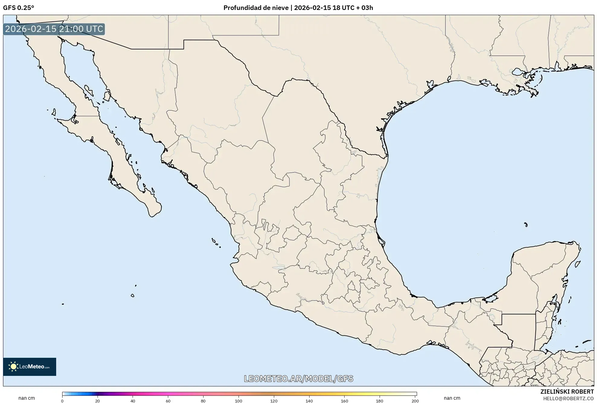 GFS model - México, Profundidad de nieve