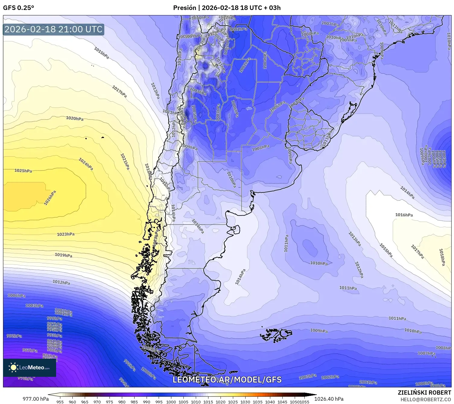 GFS model - Argentina, Presión