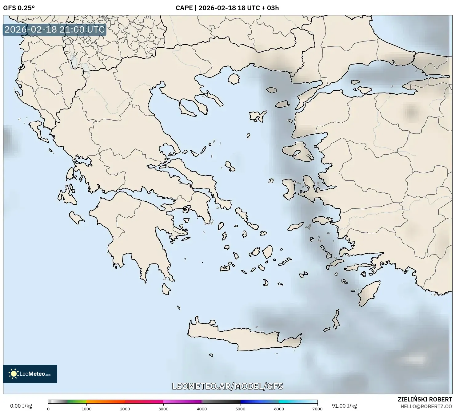 GFS model - Grecia, CAPE