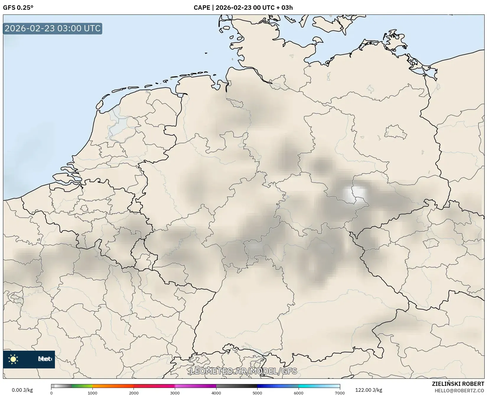 GFS model - Niemcy, CAPE
