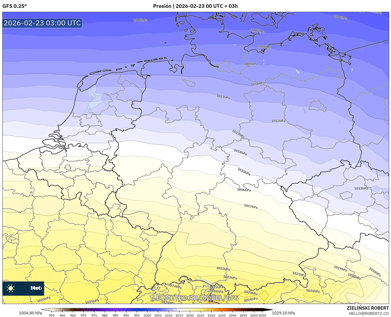 GFS model - Niemcy, Ciśnienie