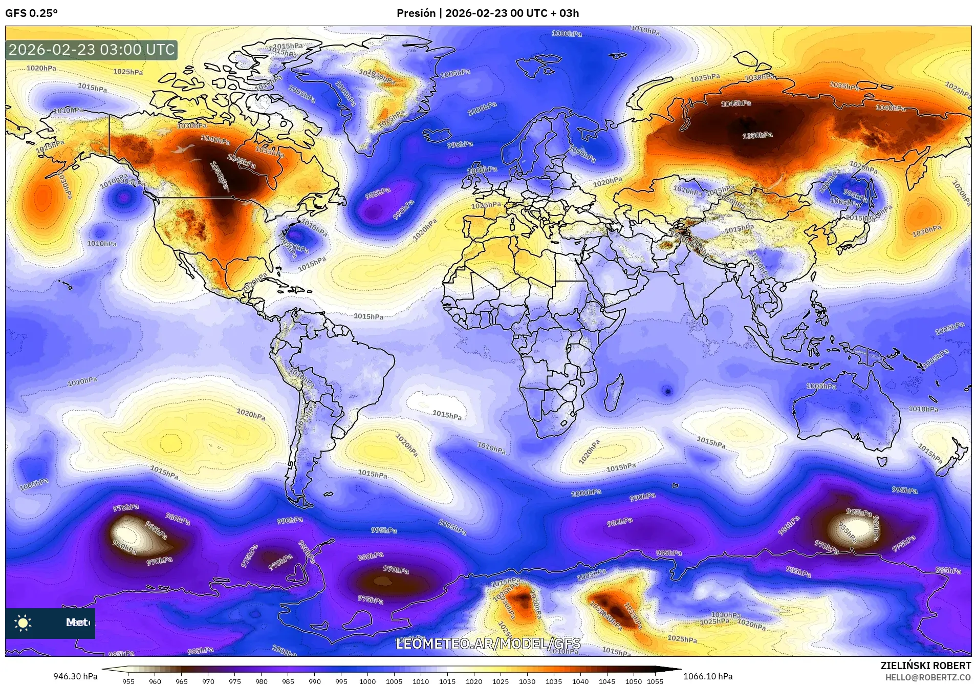 GFS model - Świat, Ciśnienie