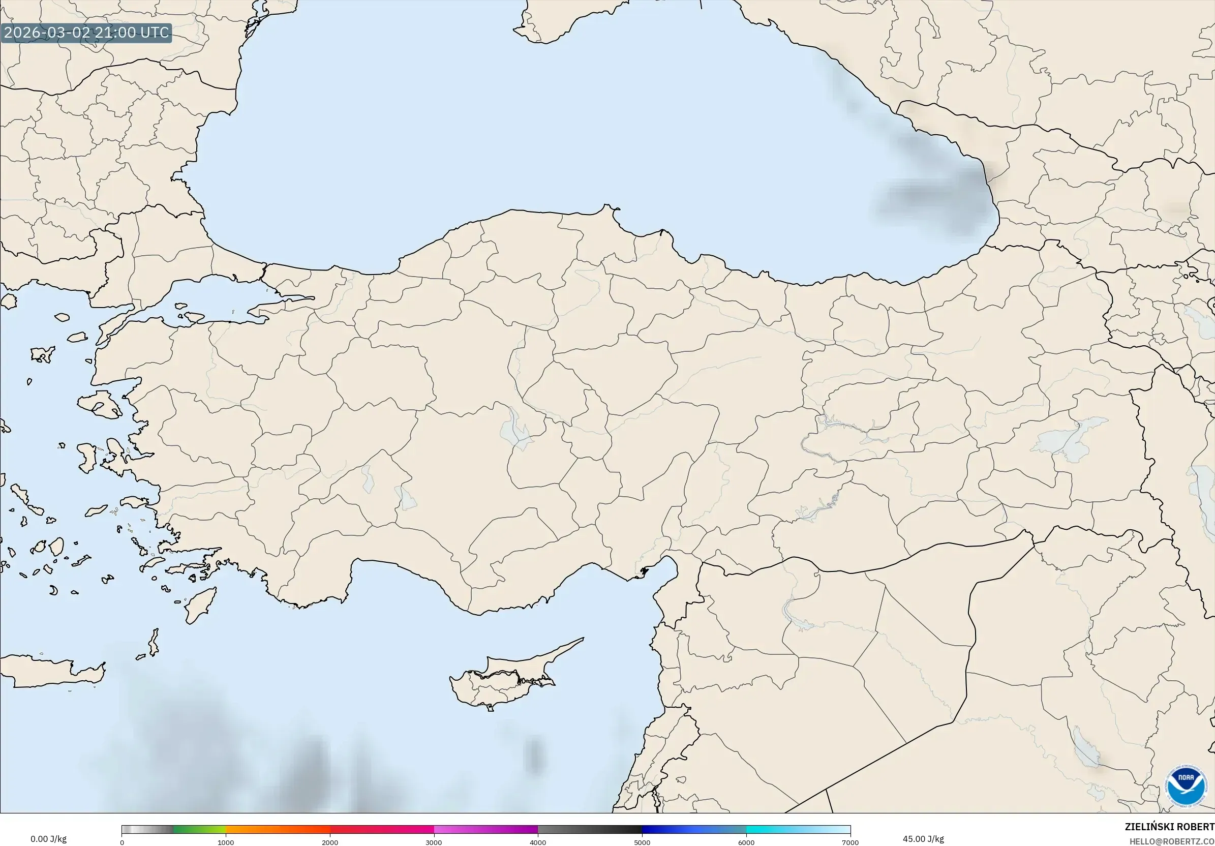 GFS model - Turquía, CAPE