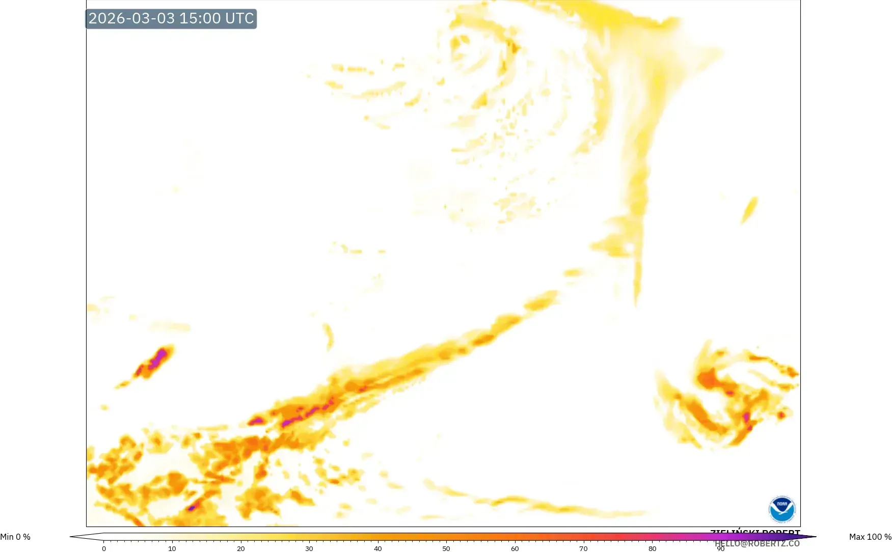 GFS model - Norte Atlántico, Lightning Risk