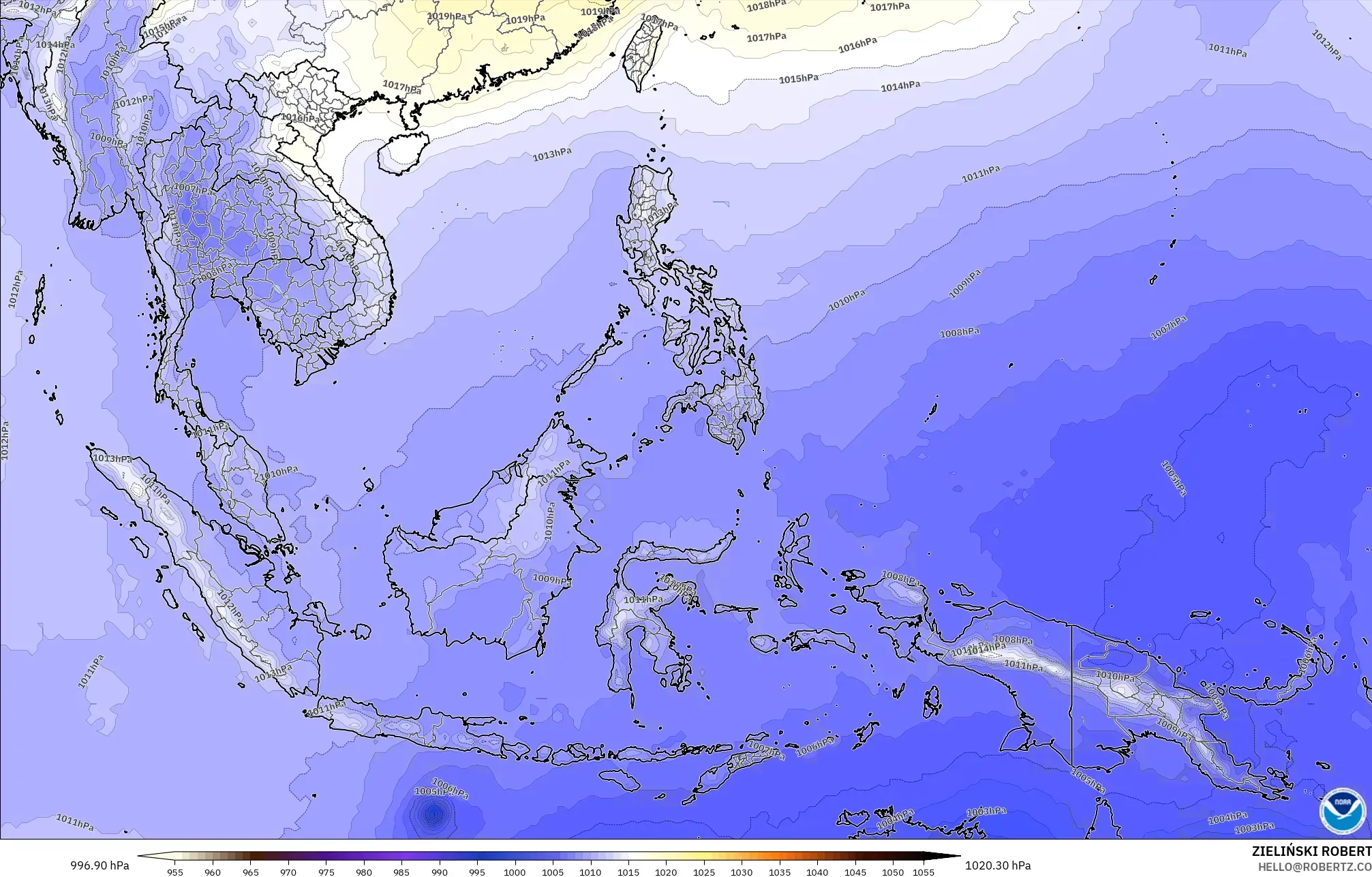 GFS modelo - Sudeste Asiático, Presión