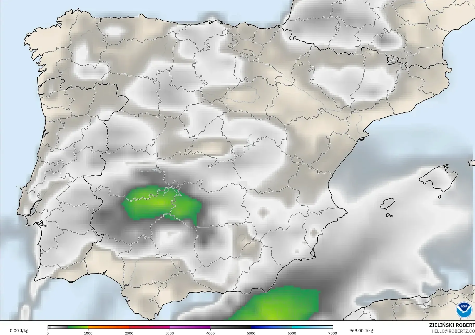 GFS modelo - España, CAPE