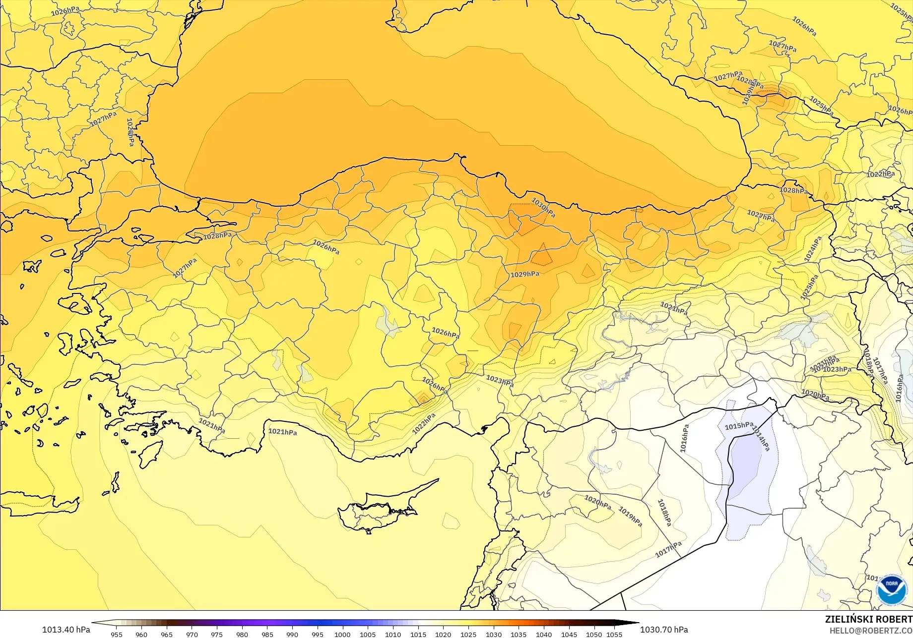 GFS modelo - Turquía, Presión
