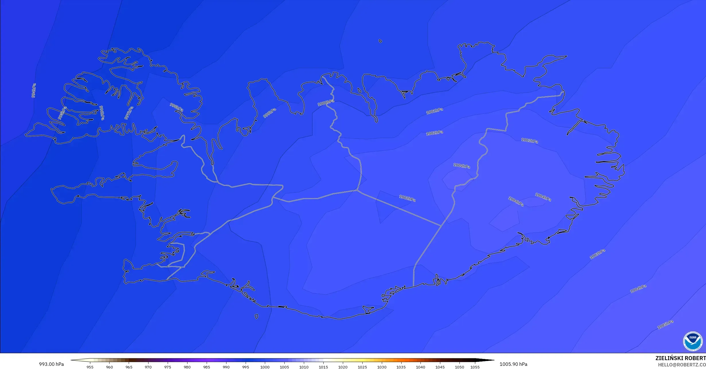 GFS modelo - Islandia, Presión
