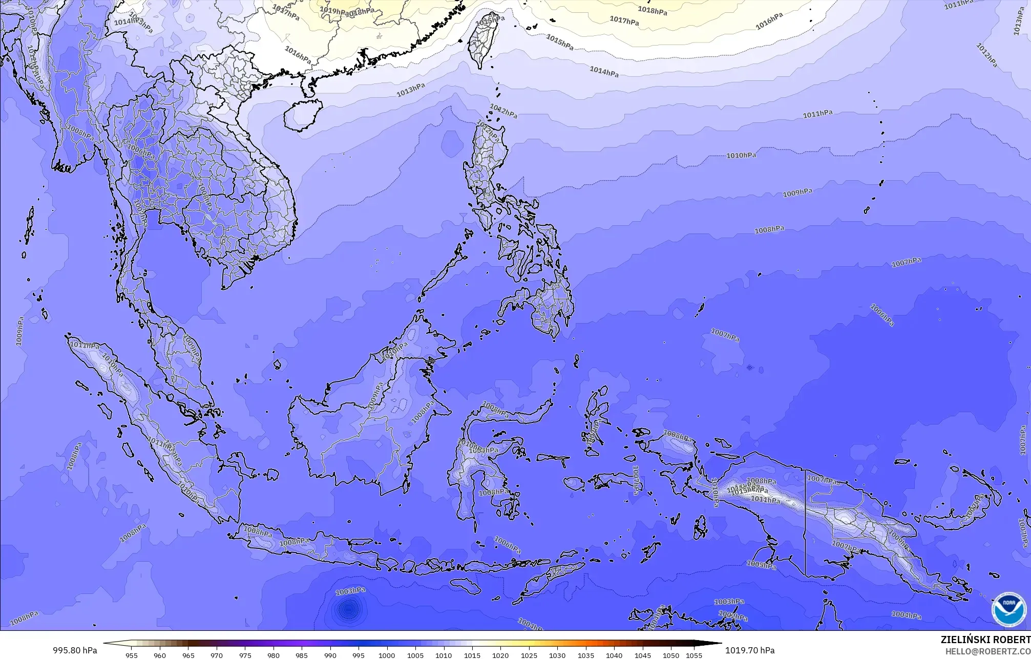 GFS modelo - Sudeste Asiático, Presión