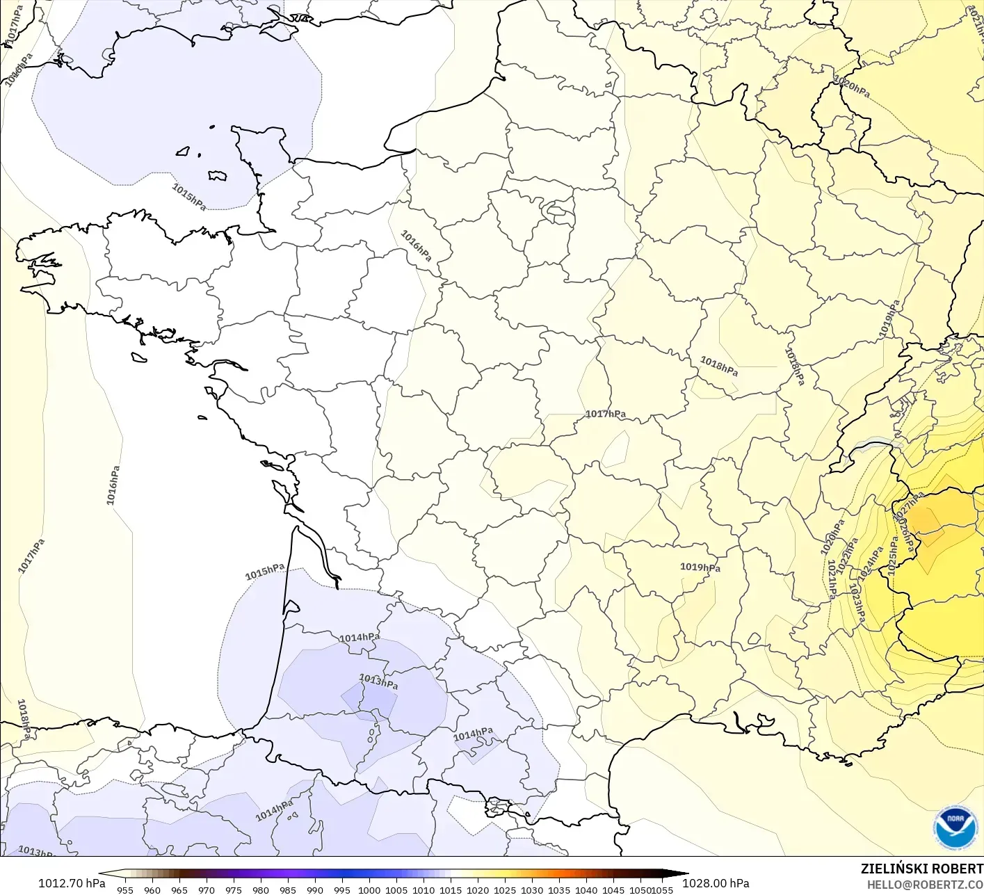 GFS modelo - Francia, Presión