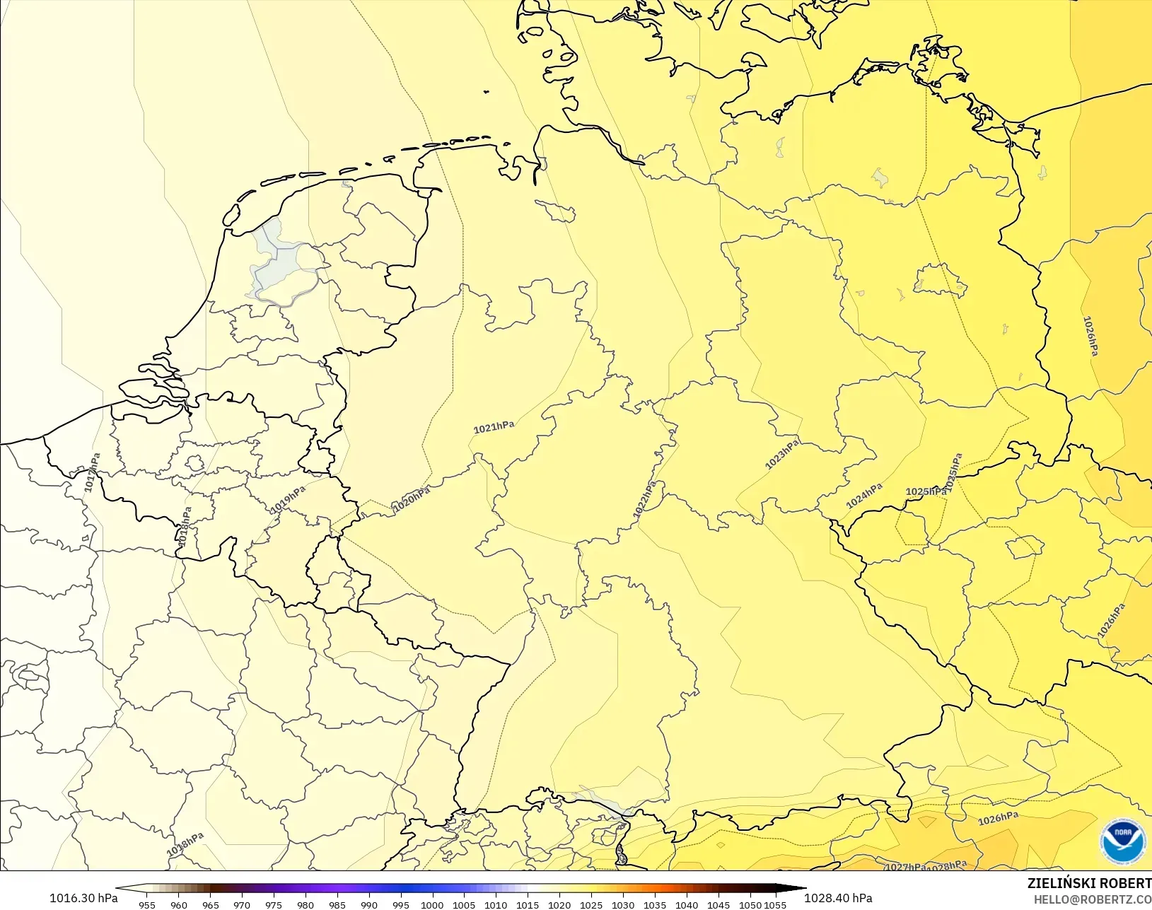 GFS modelo - Alemania, Presión