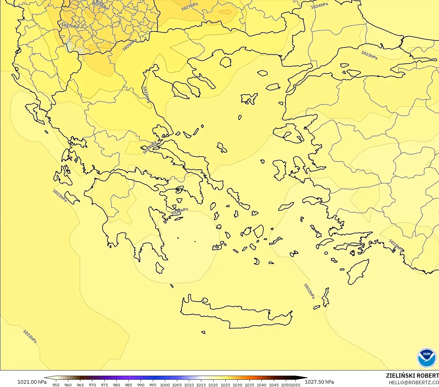 GFS modelo - Grecia, Presión