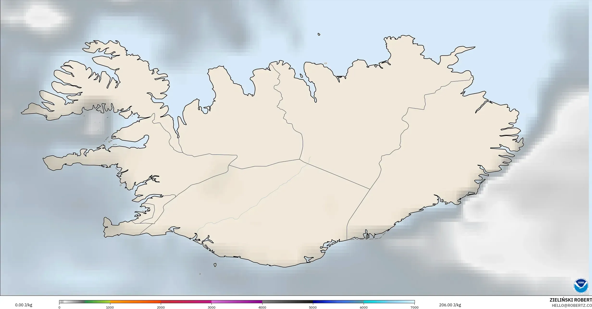 GFS modelo - Islandia, CAPE