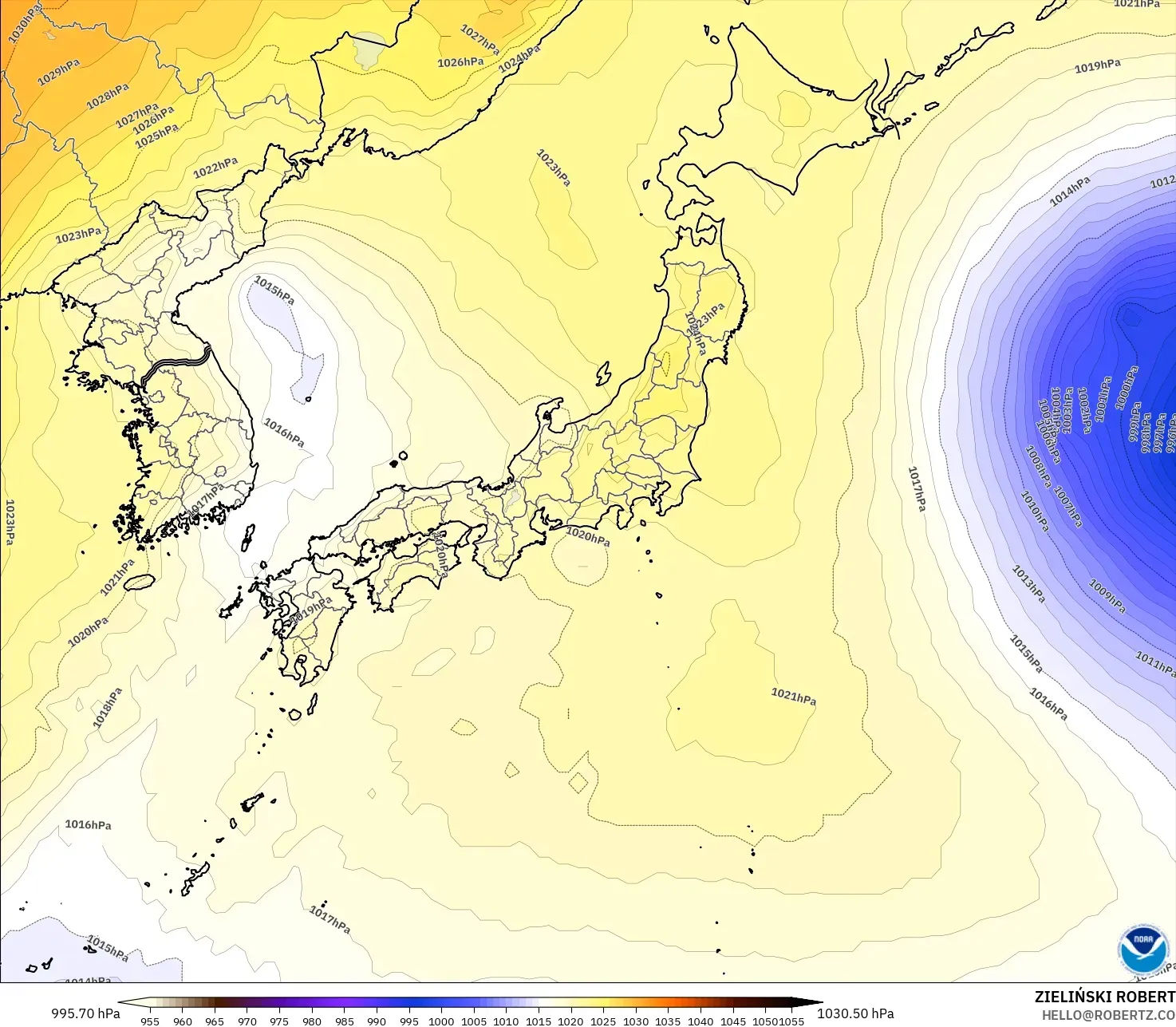 GFS modelo - Japón, Presión