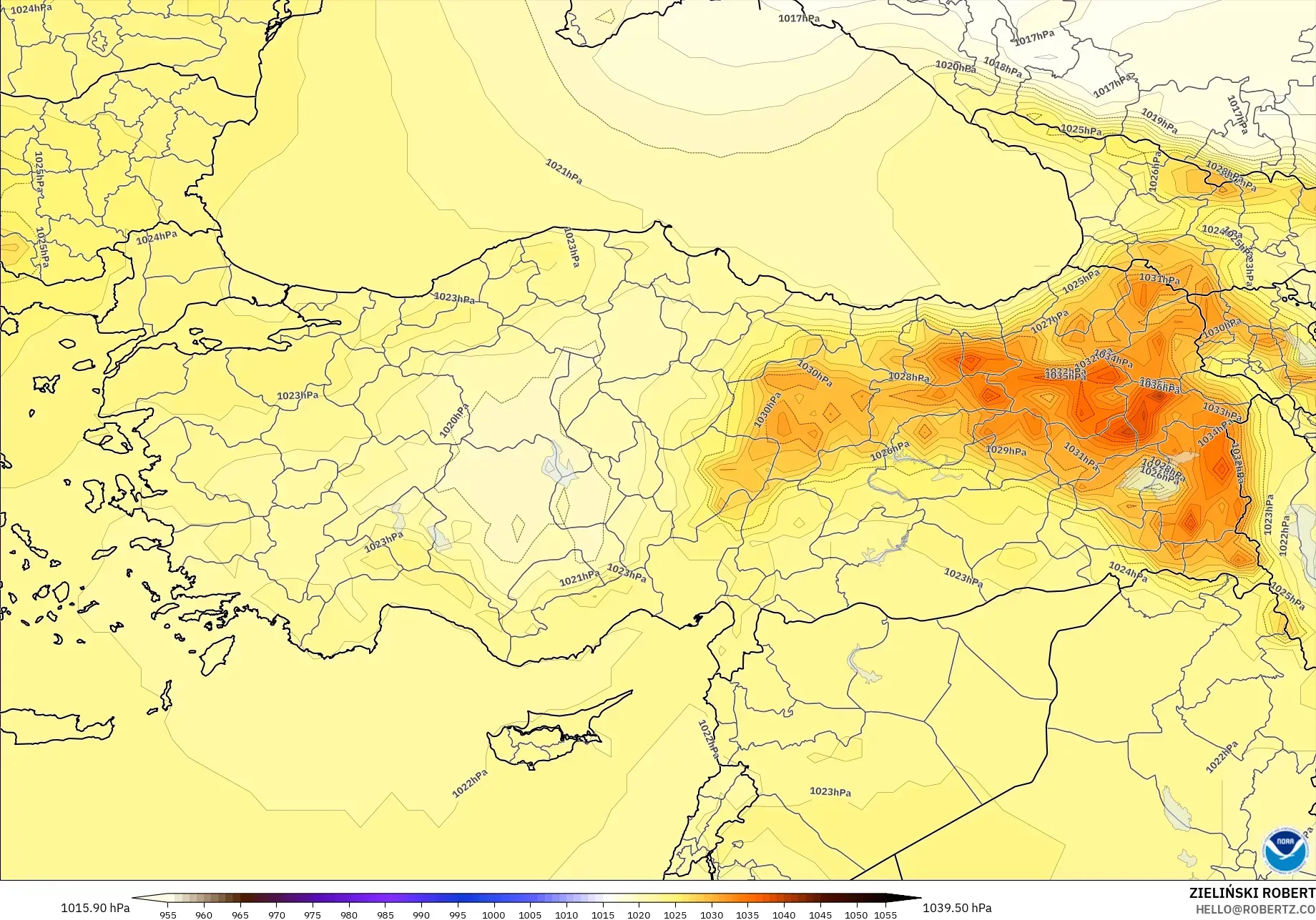 GFS modelo - Turquía, Presión