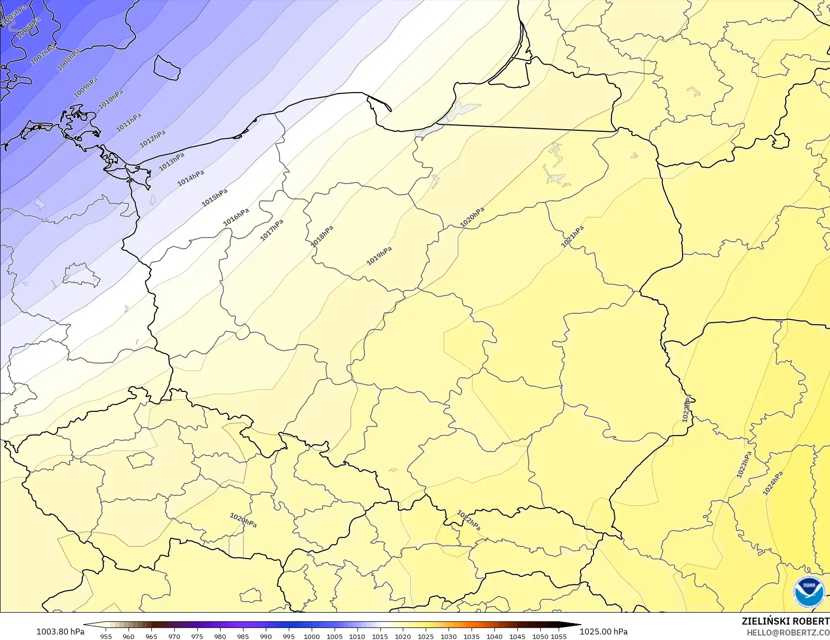 GFS modelo - Polonia, Presión