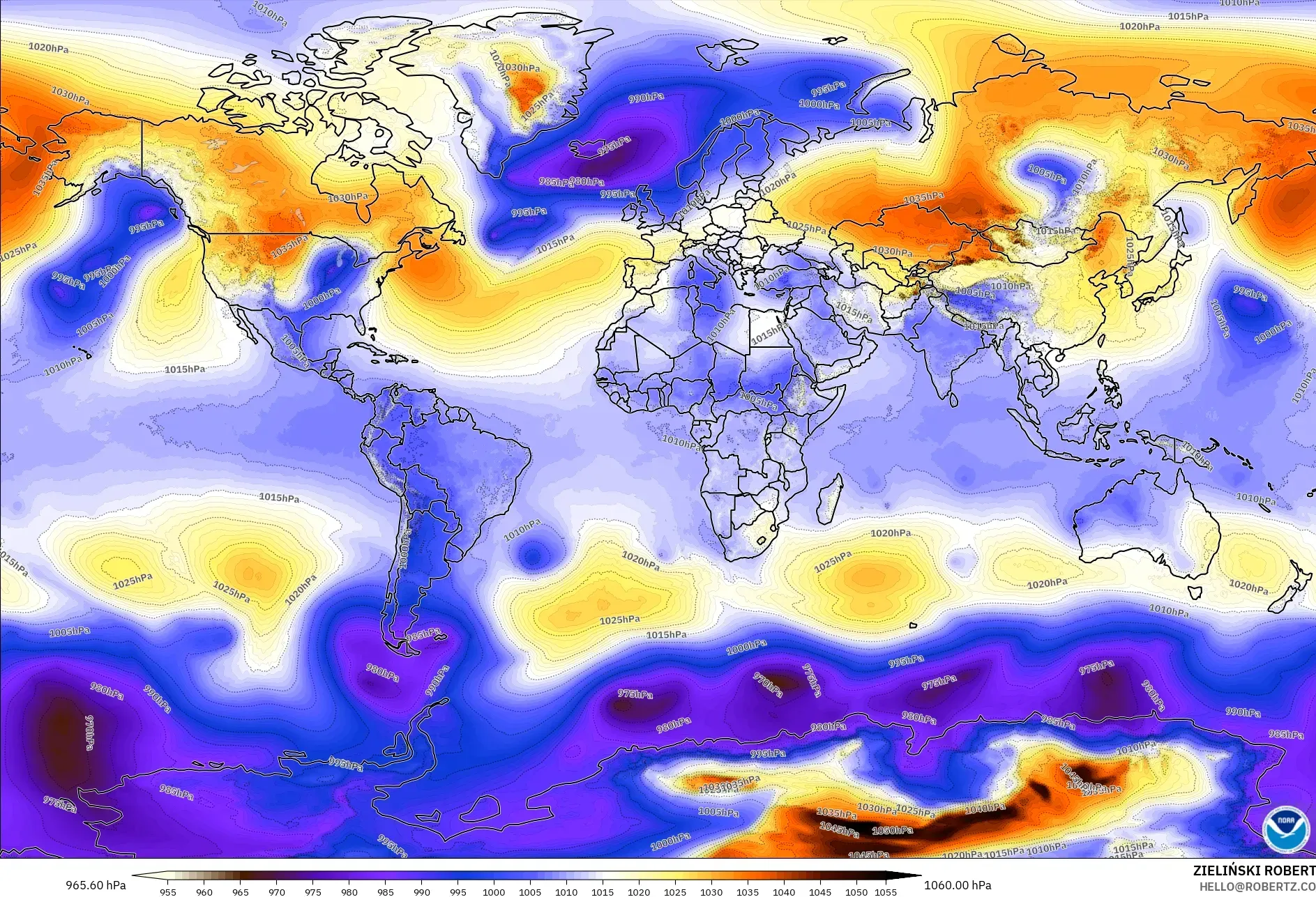 GFS modelo - Mundo, Presión