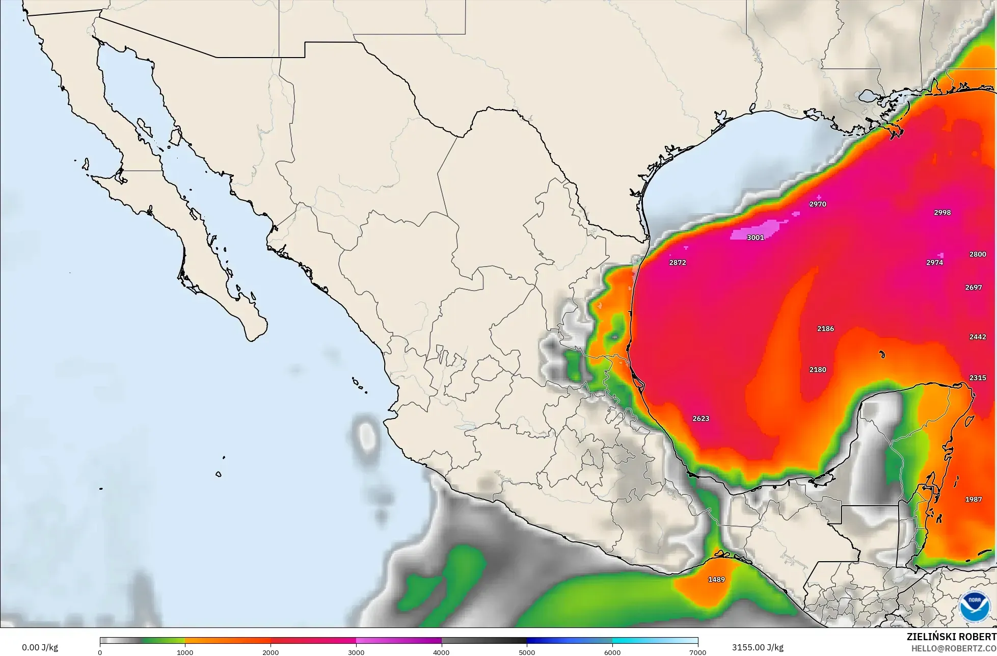 GFS modelo - México, CAPE