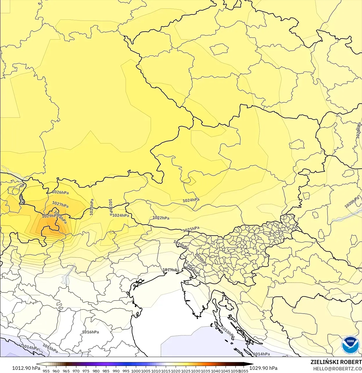 GFS modelo - Austria, Presión