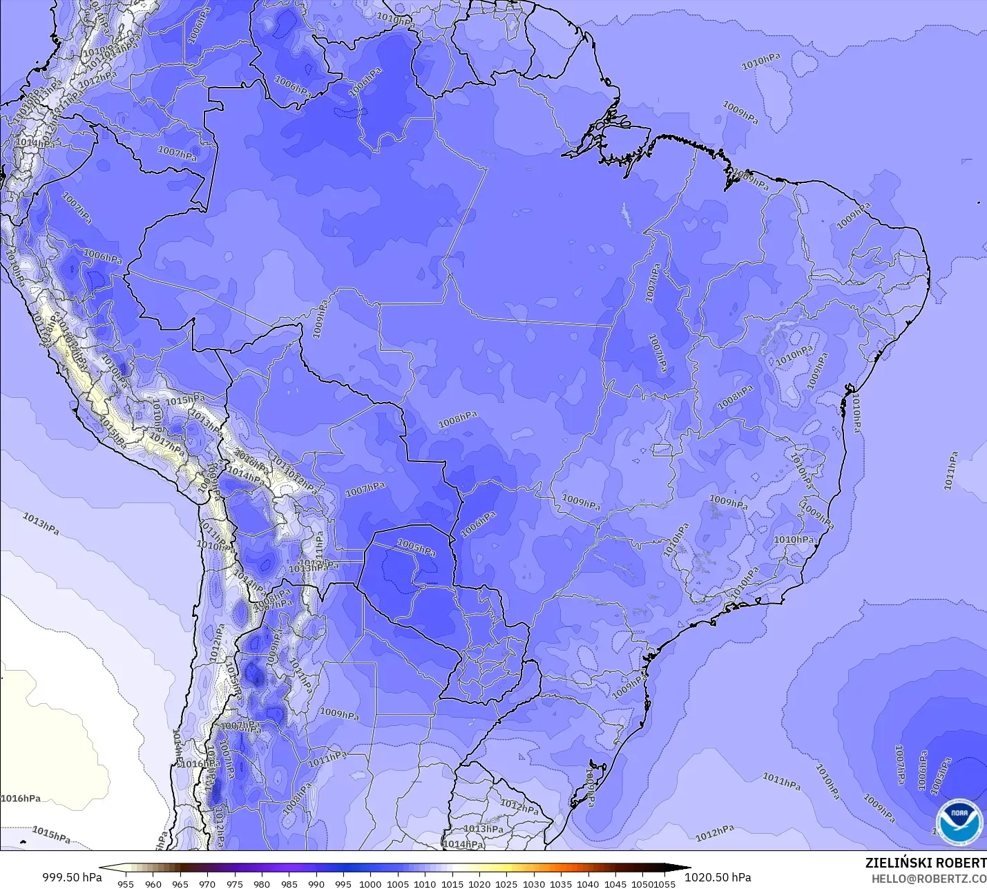 GFS modelo - Brasil, Presión