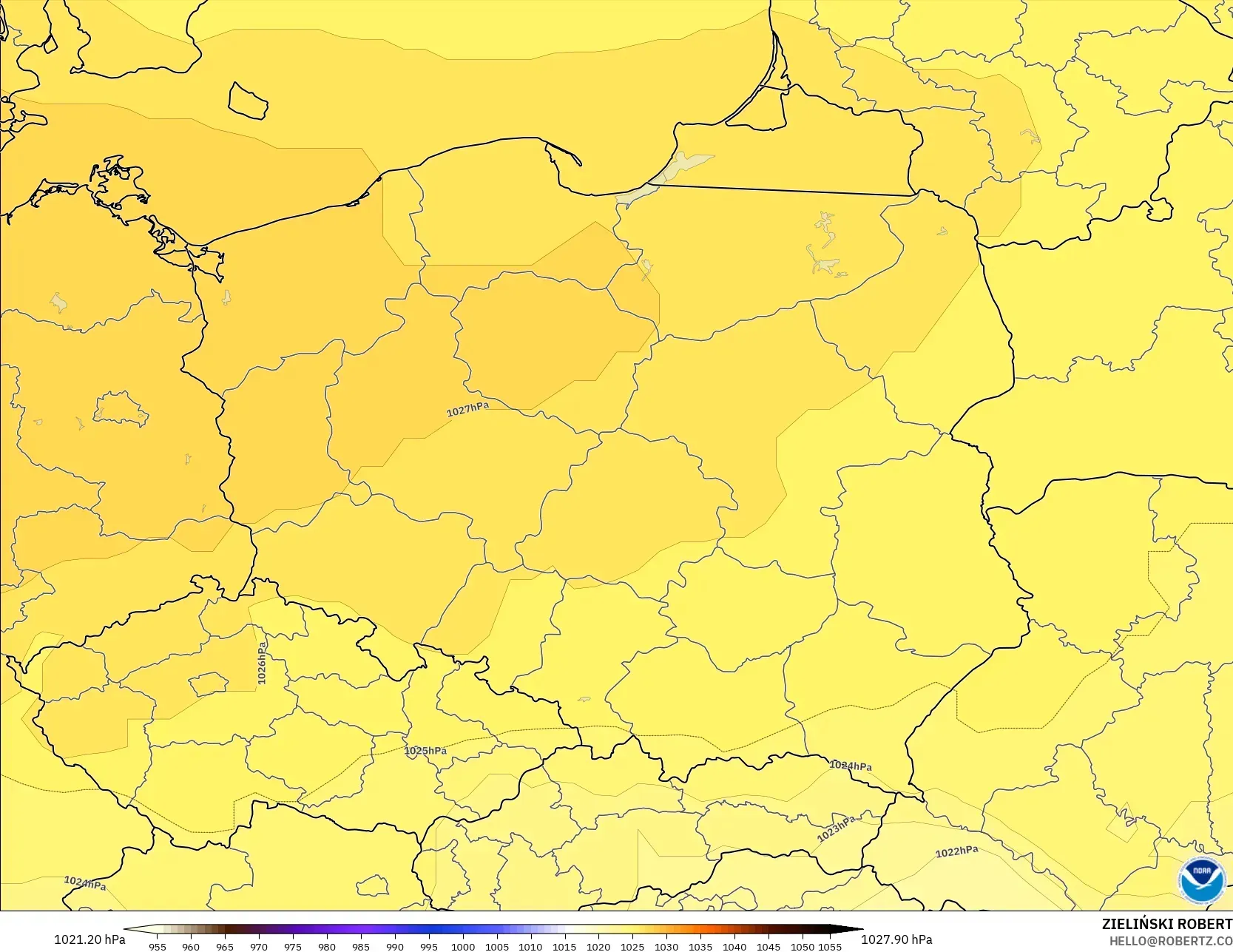 GFS modelo - Polonia, Presión