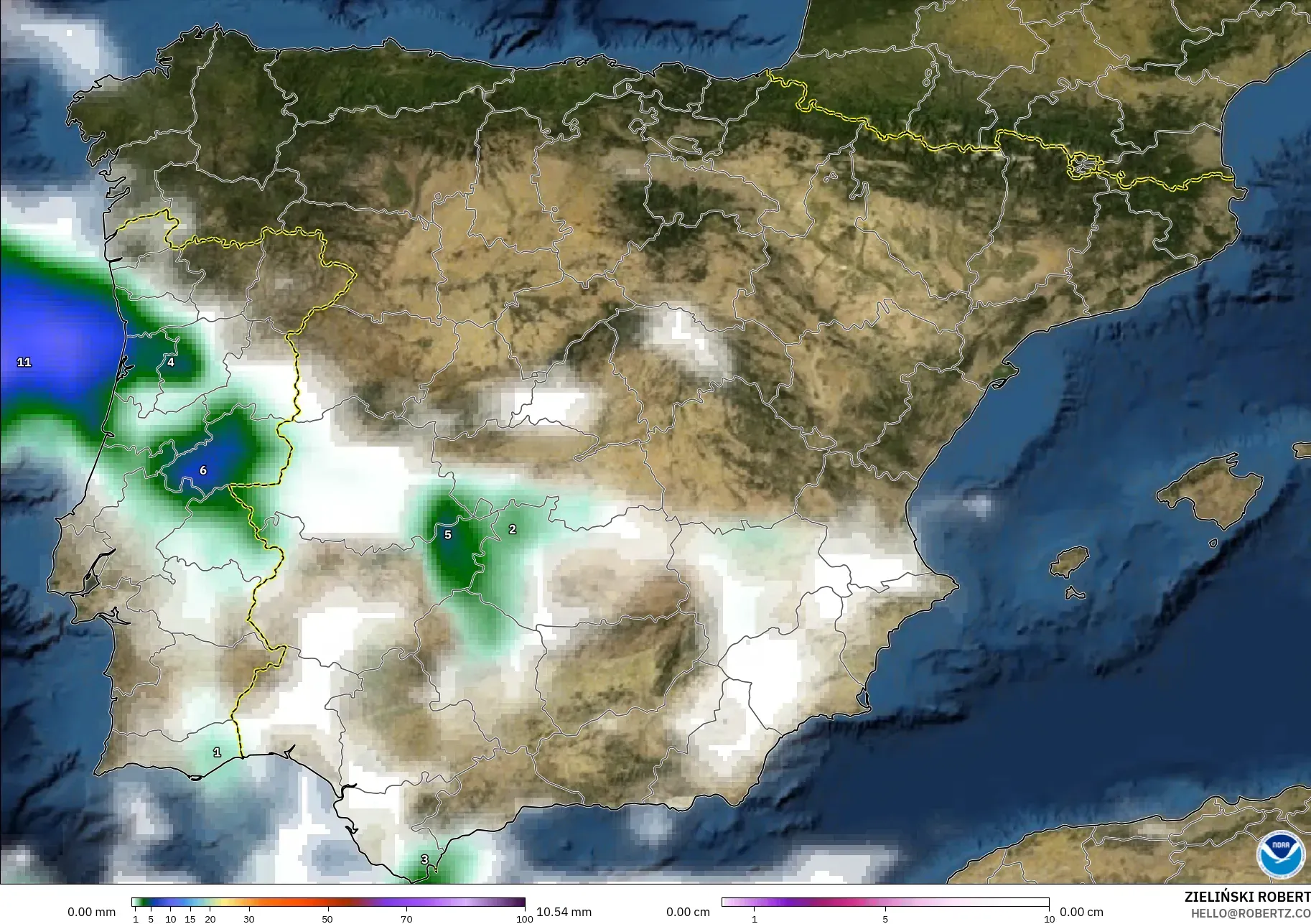 GFS modelo - España, Precipitación, nubes y presión