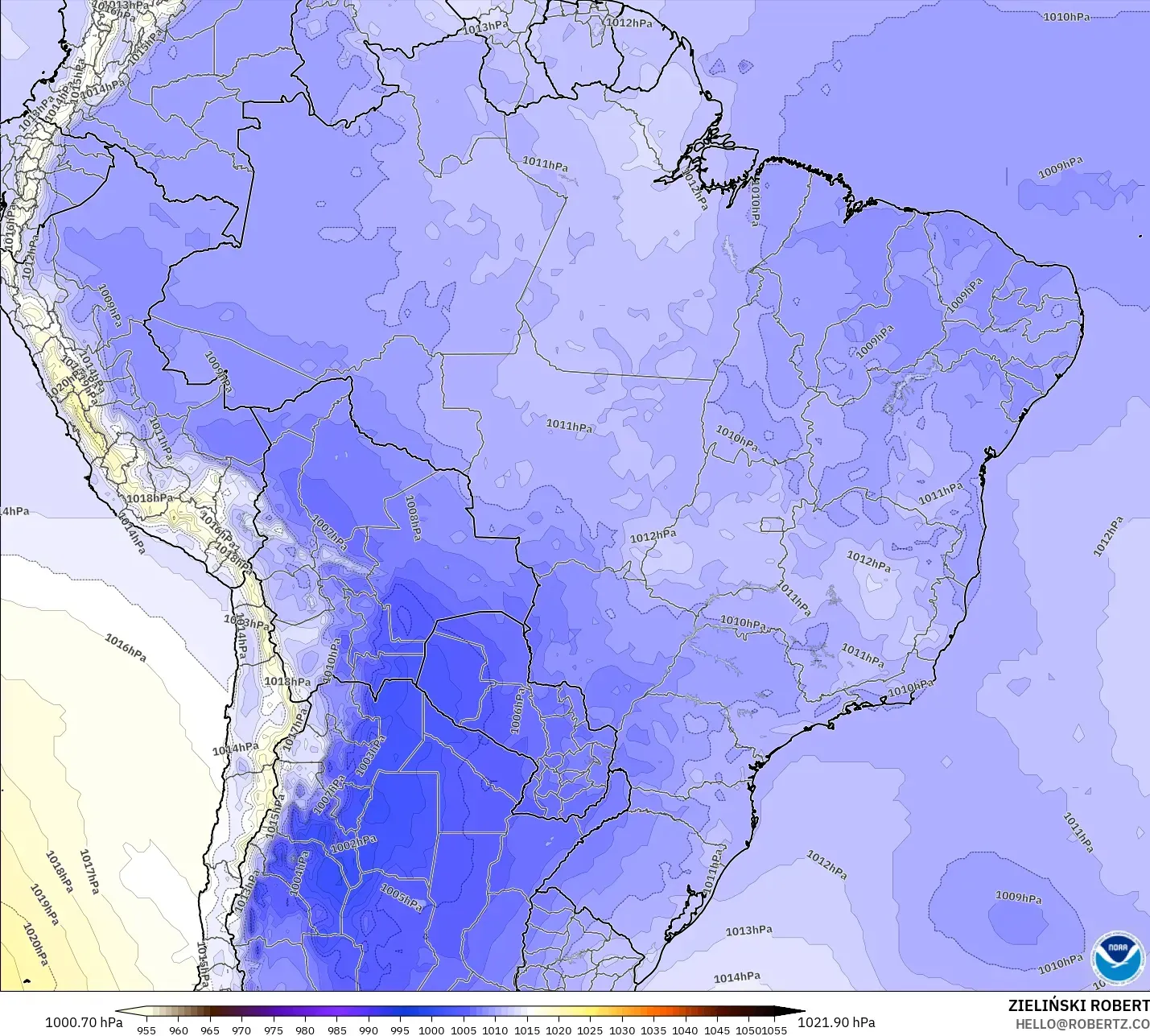 GFS modelo - Brasil, Presión