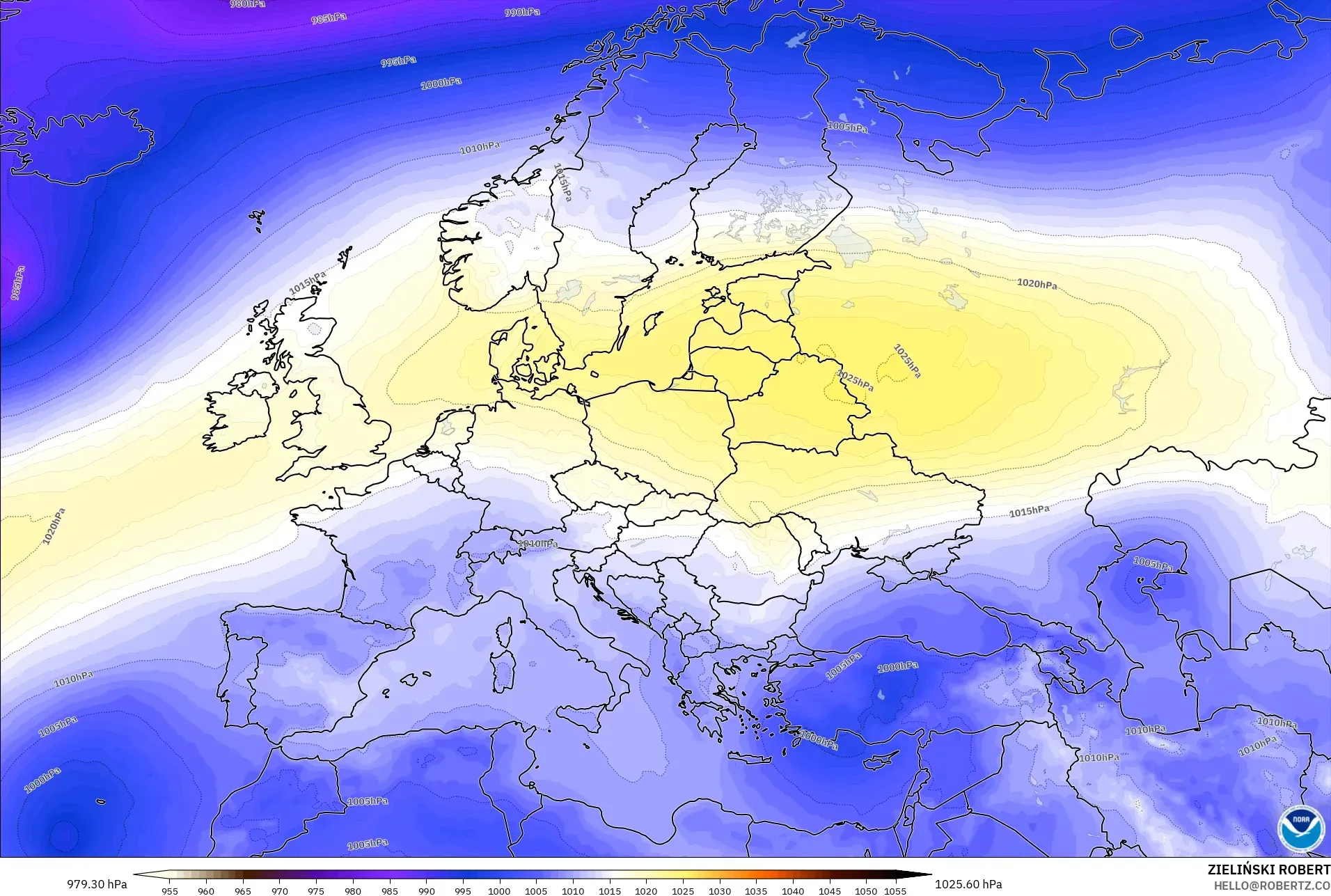 GFS modelo - Europa, Presión