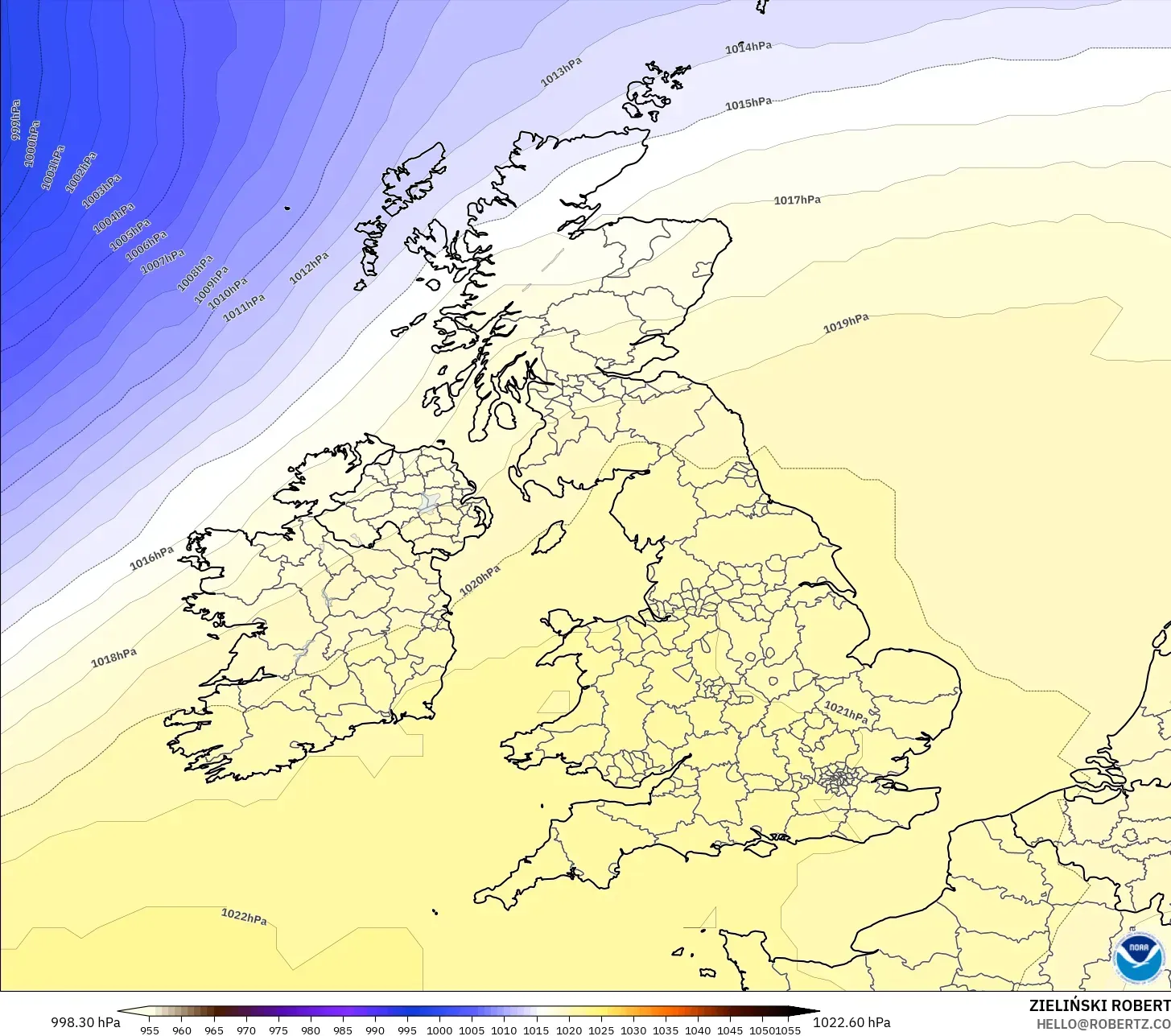 GFS modelo - Reino Unido, Presión