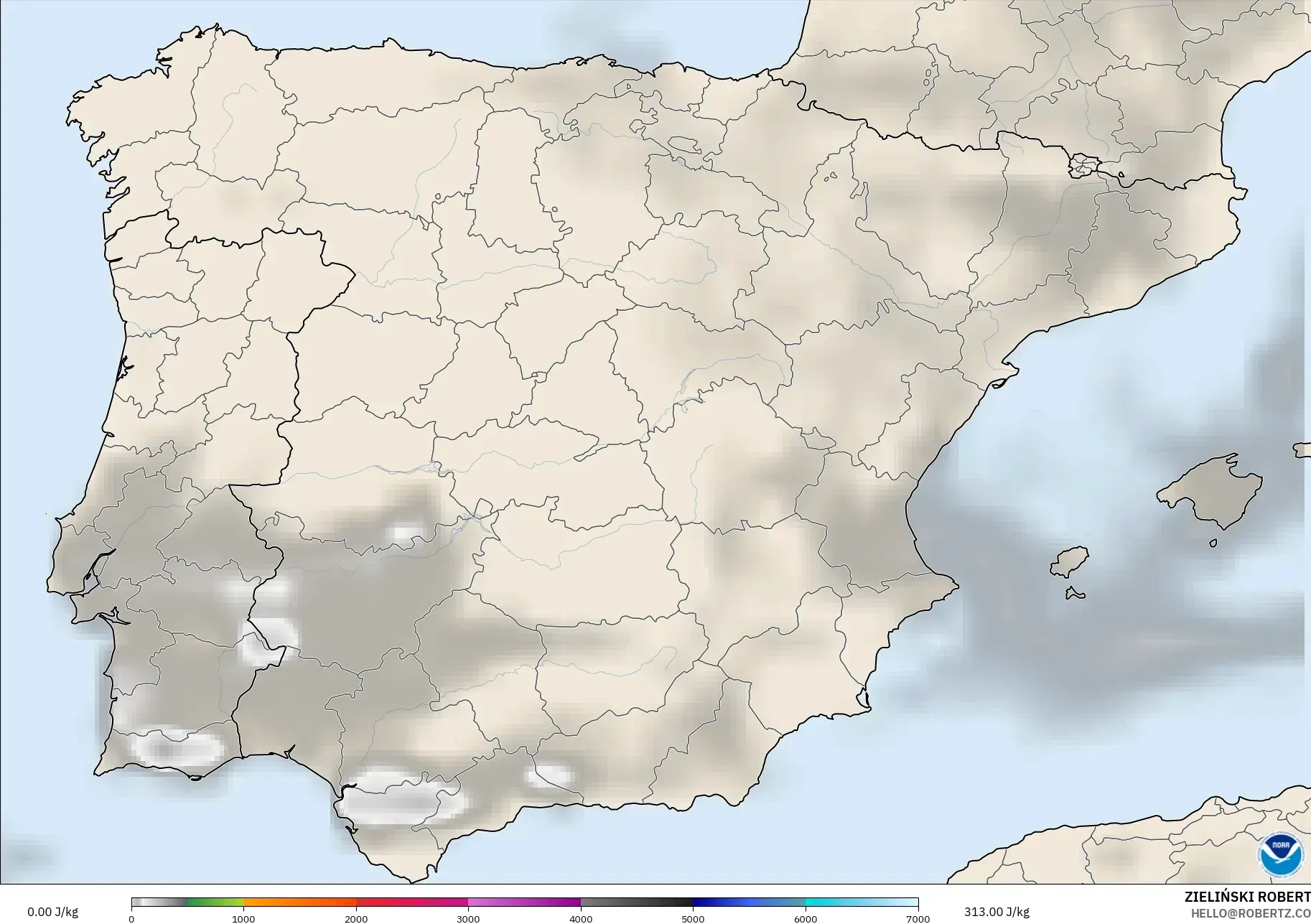 GFS modelo - España, CAPE