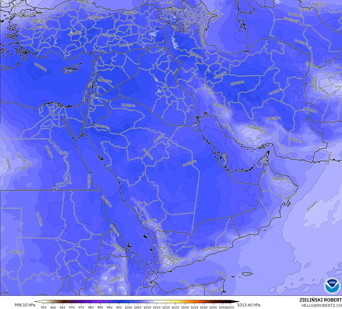 GFS modelo - Oriente Medio, Presión