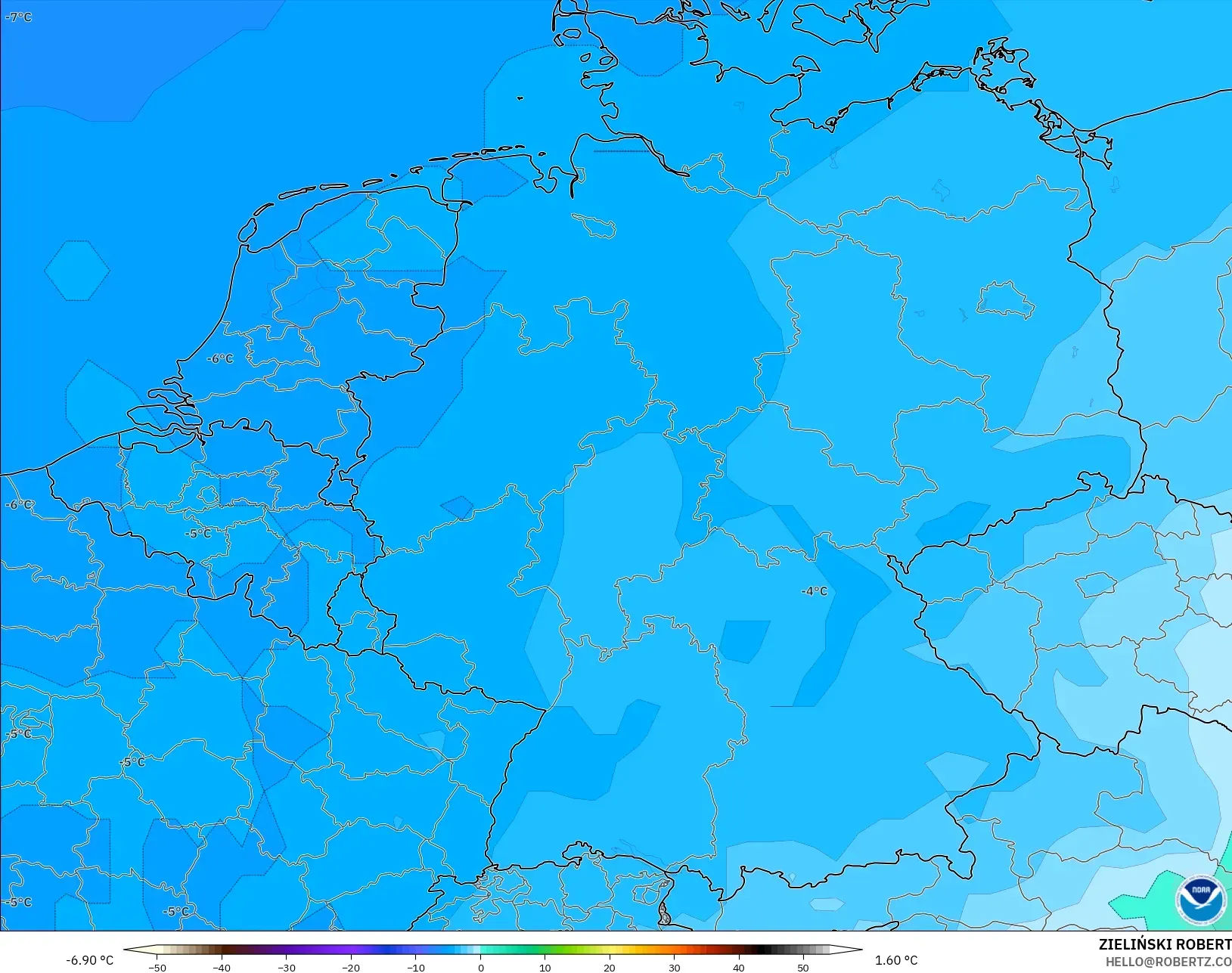 GFS modelo - Alemania, Temperatura a 850 hPa