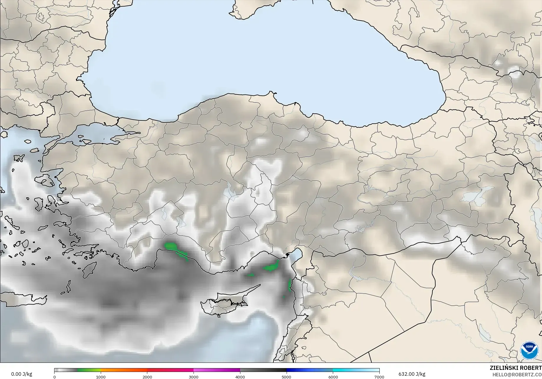 GFS modelo - Turquía, CAPE