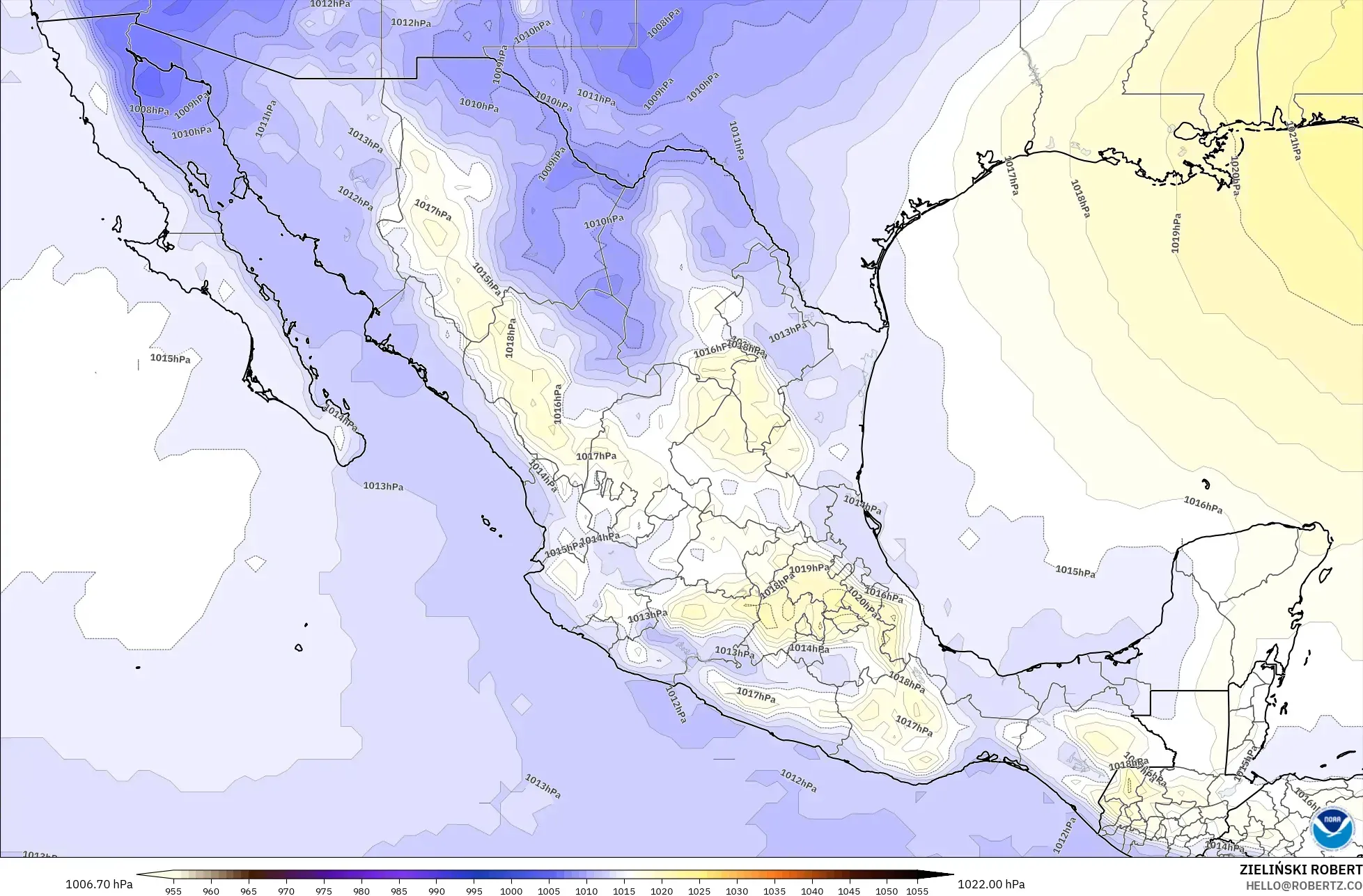 GFS modelo - México, Presión