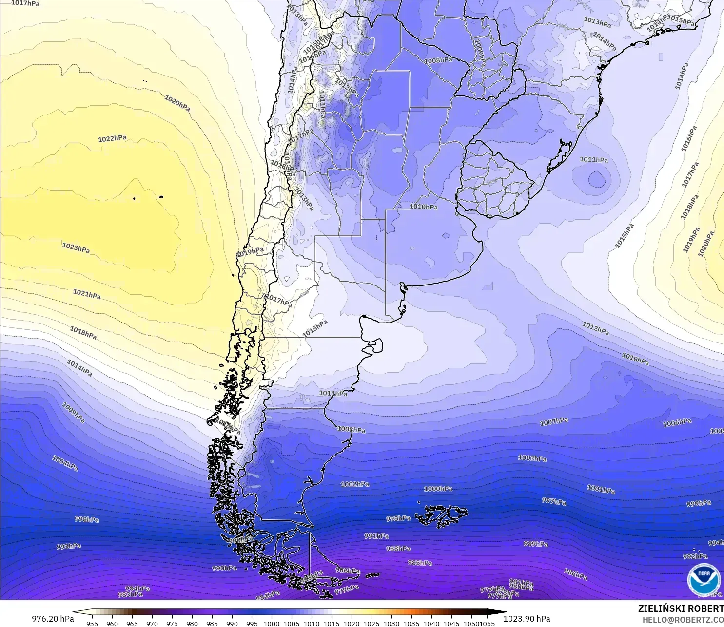 GFS modelo - Argentina, Presión