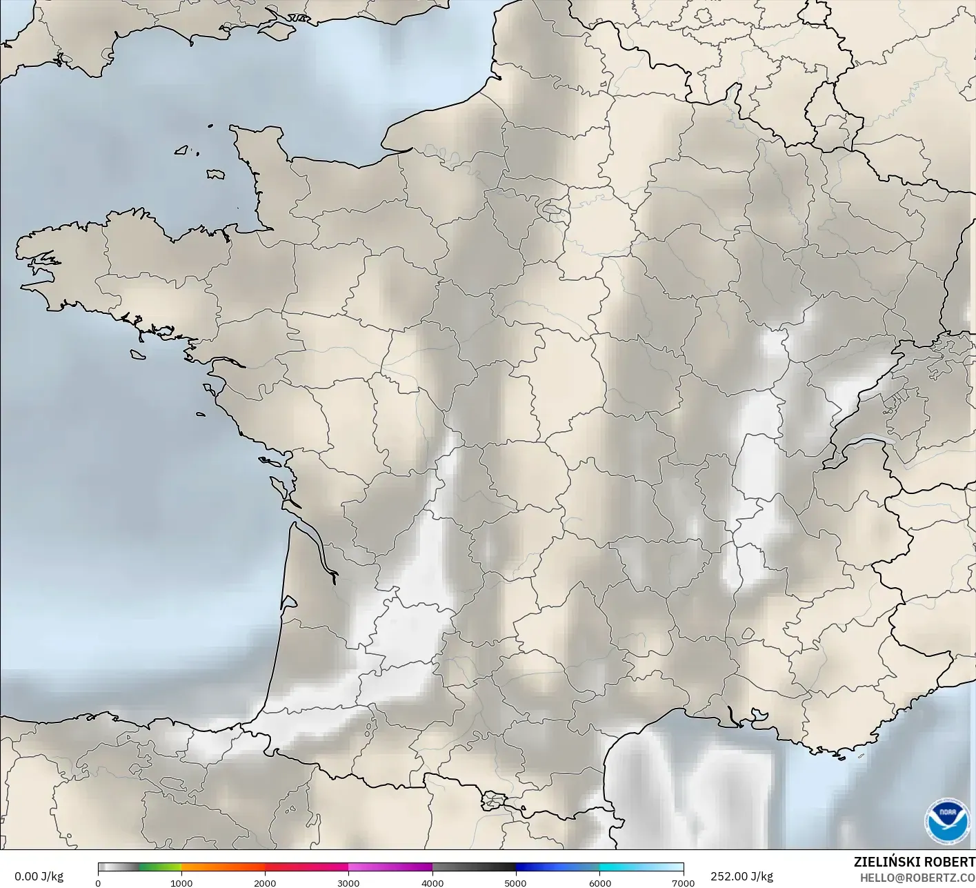 GFS modelo - Francia, CAPE