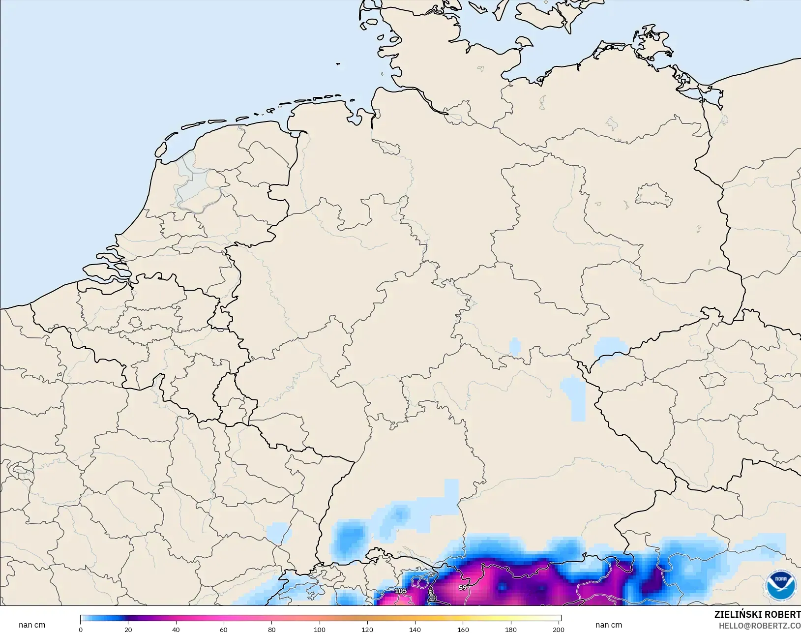 GFS modelo - Alemania, Profundidad de nieve