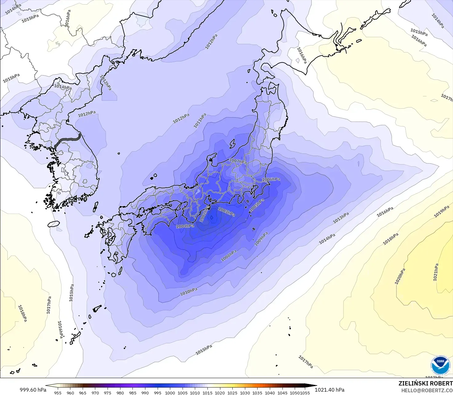 GFS modelo - Japón, Presión