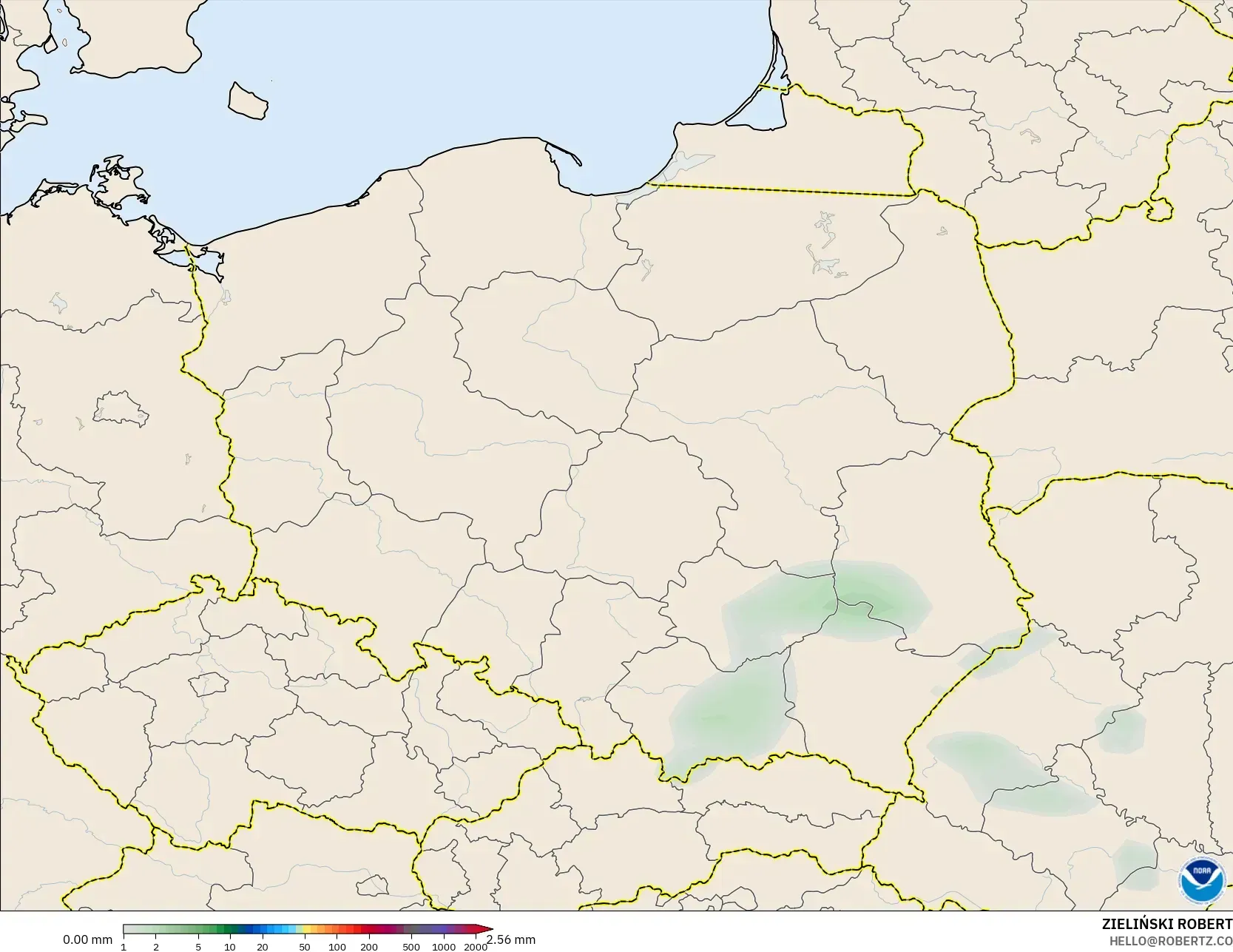 GFS modelo - Polonia, Acumulación de precipitación