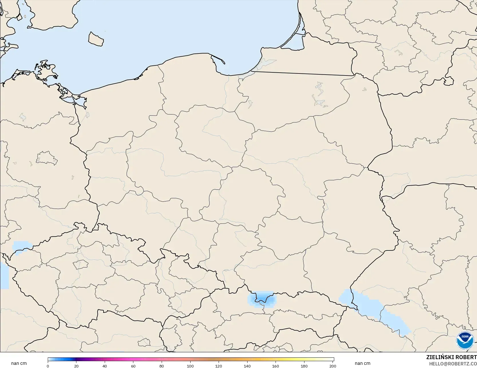 GFS modelo - Polonia, Profundidad de nieve