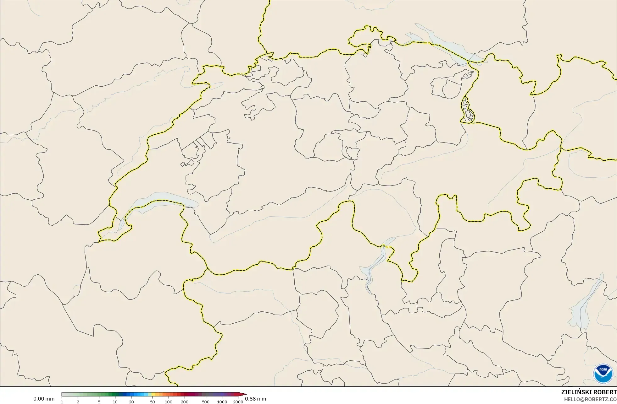 GFS modelo - Suiza, Acumulación de precipitación