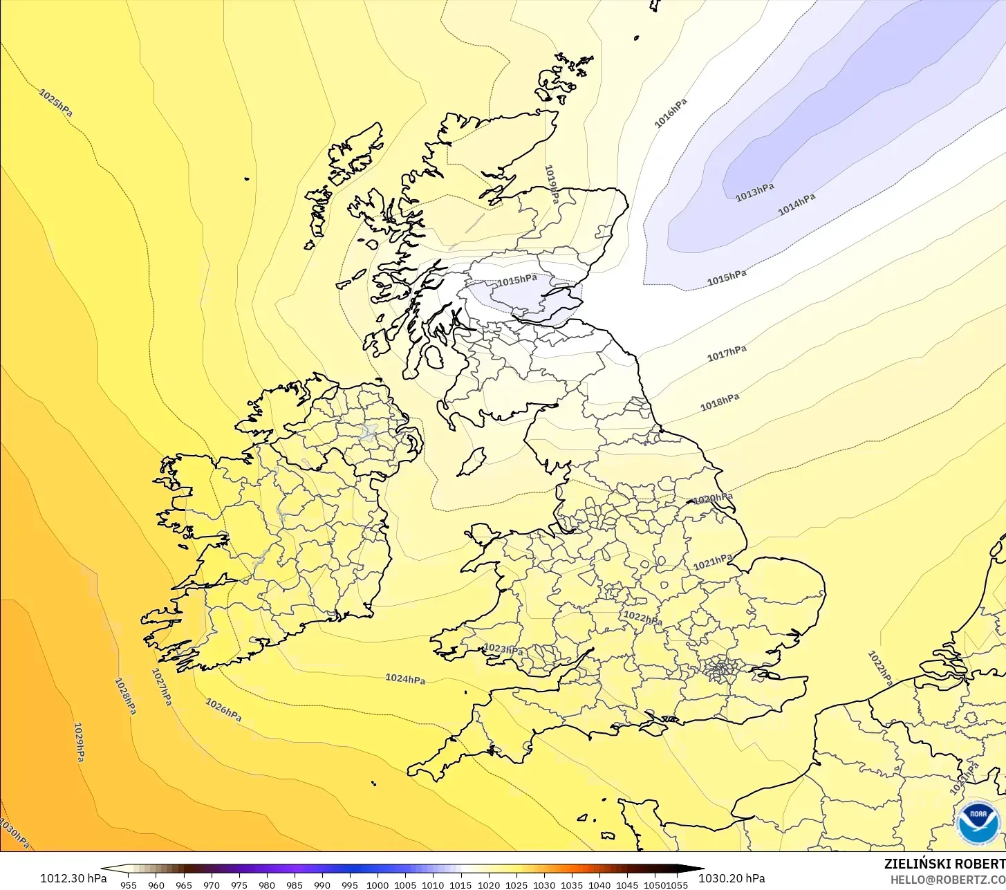 GFS modelo - Reino Unido, Presión