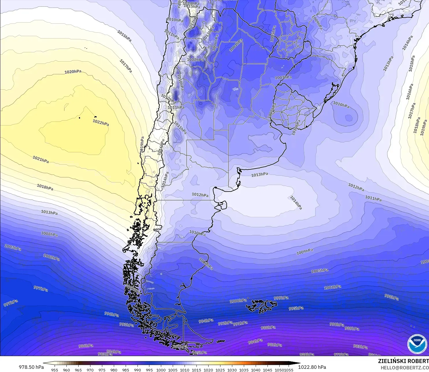 GFS modelo - Argentina, Presión