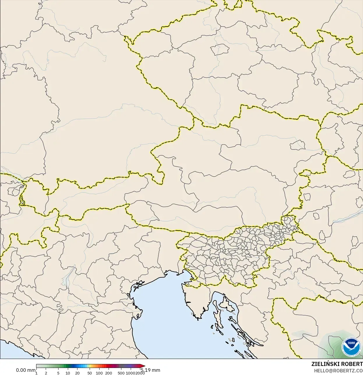 GFS modelo - Austria, Acumulación de precipitación