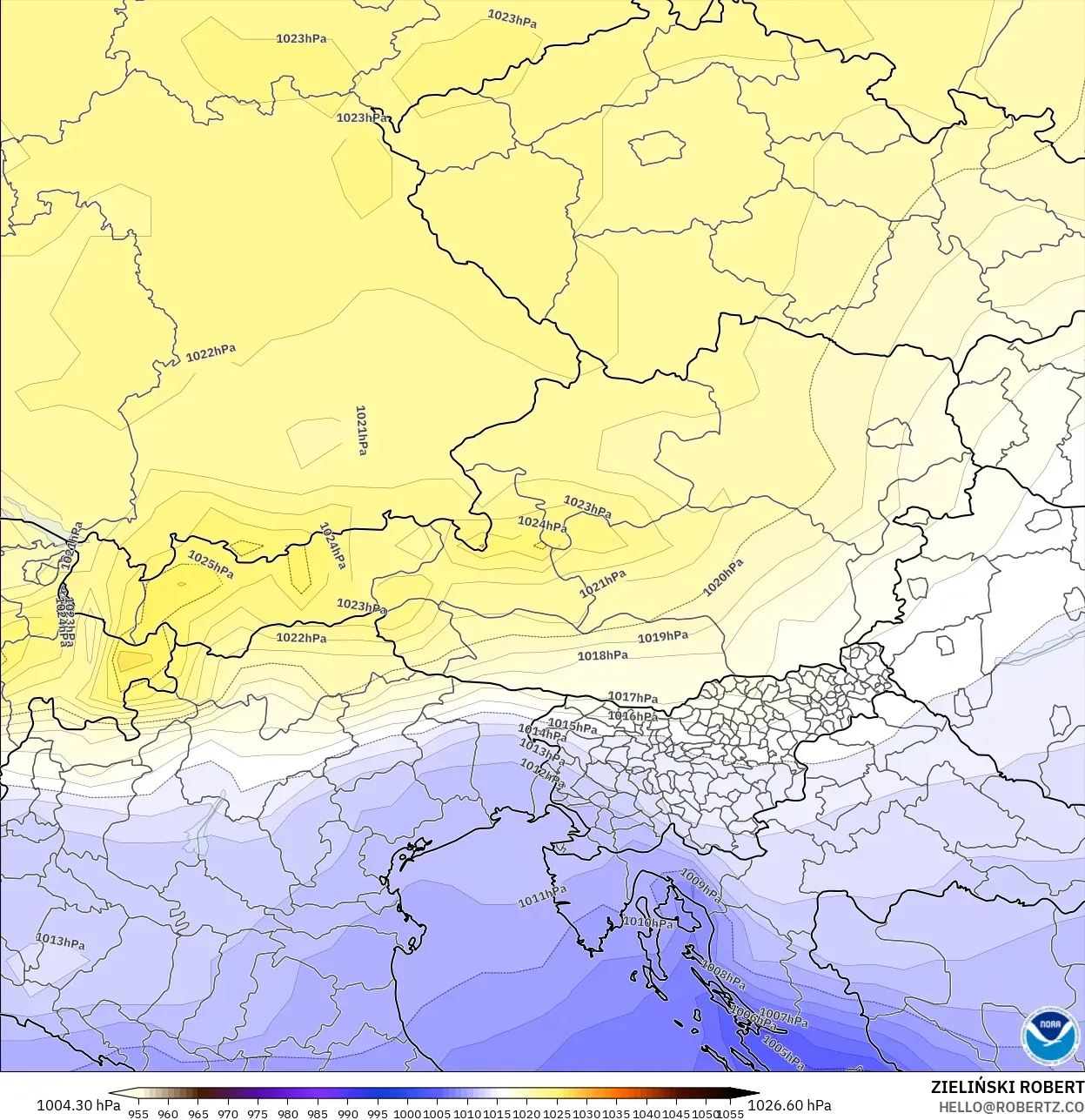 GFS modelo - Austria, Presión