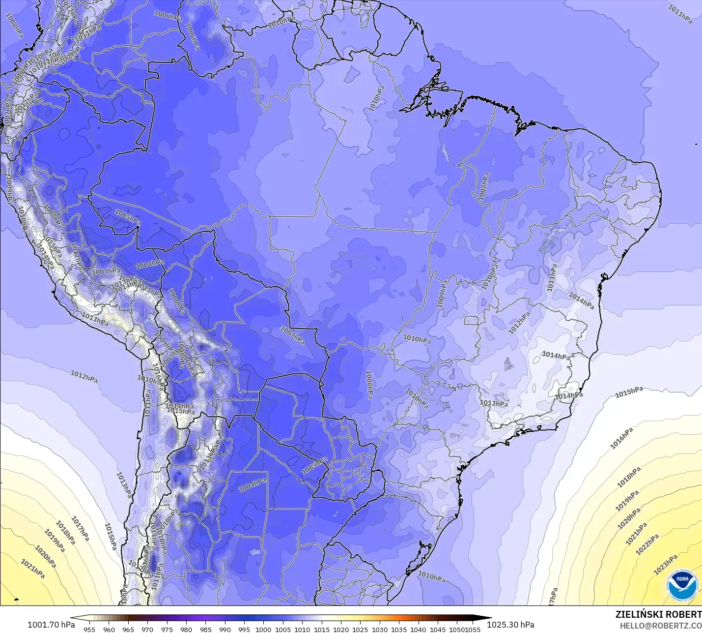 GFS modelo - Brasil, Presión