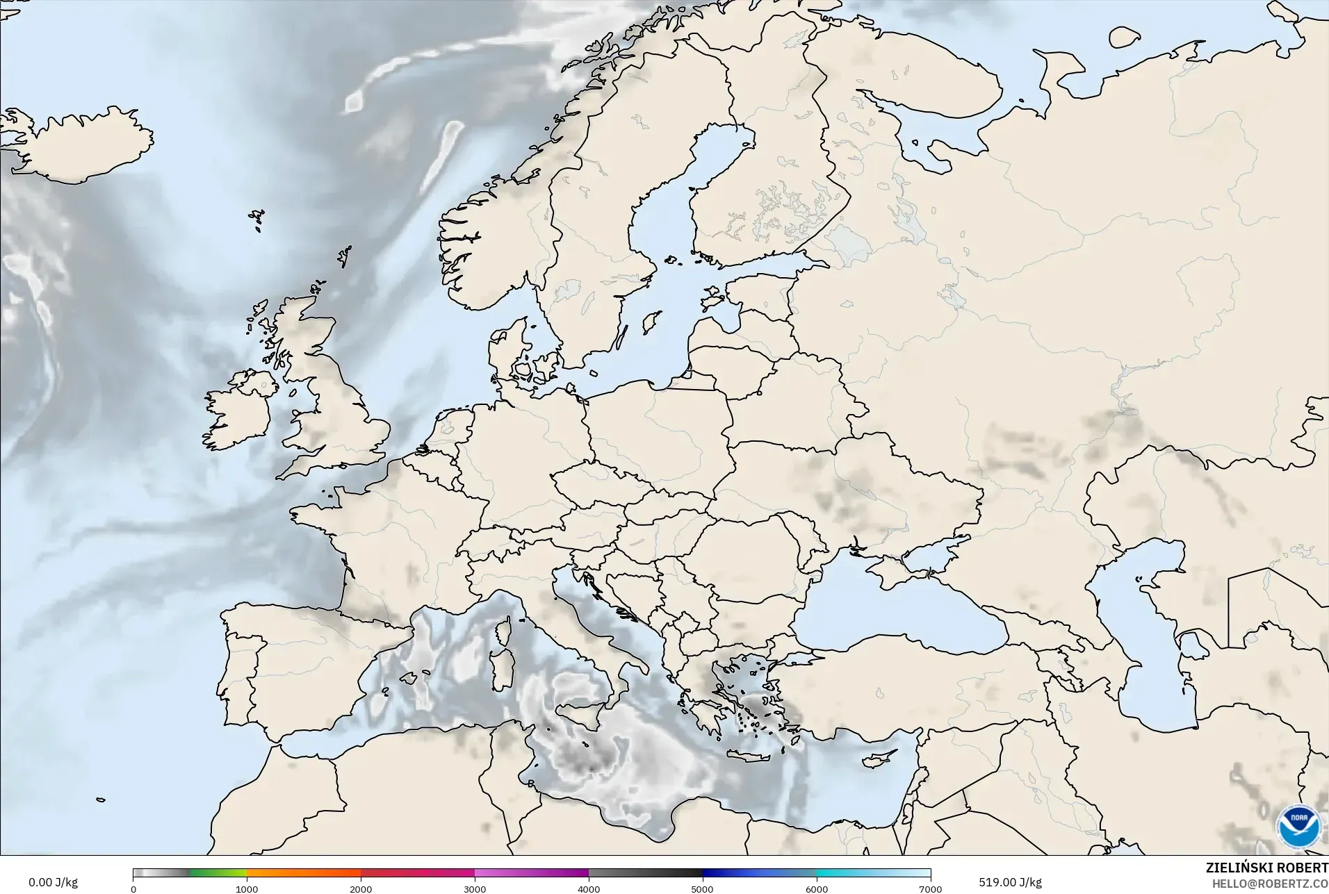 GFS modelo - Europa, CAPE