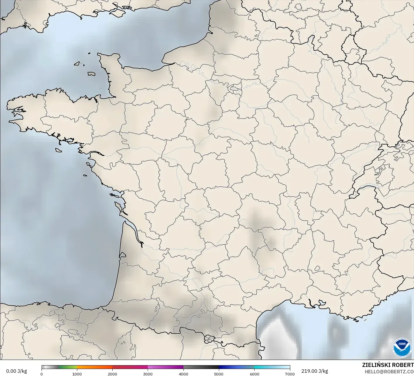 GFS modelo - Francia, CAPE