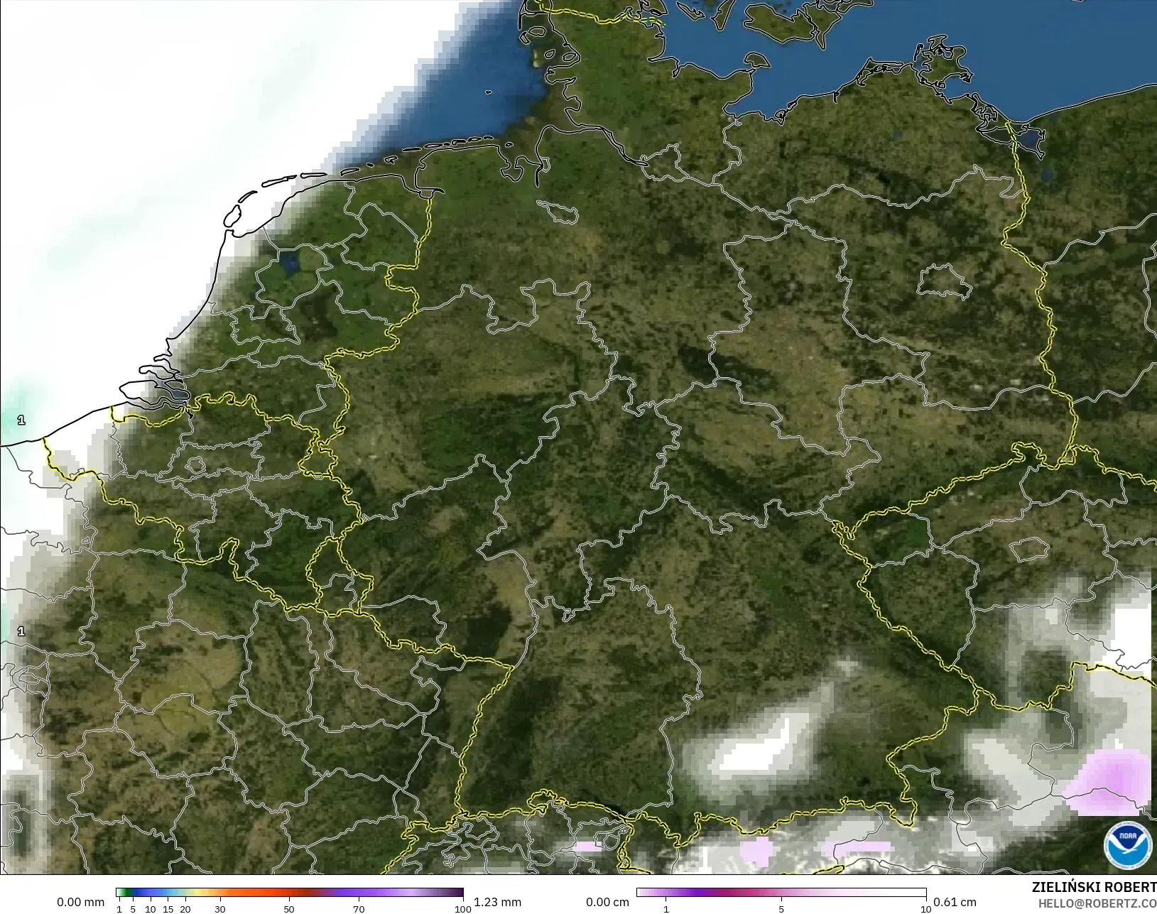 GFS modelo - Alemania, Precipitación, nubes y presión